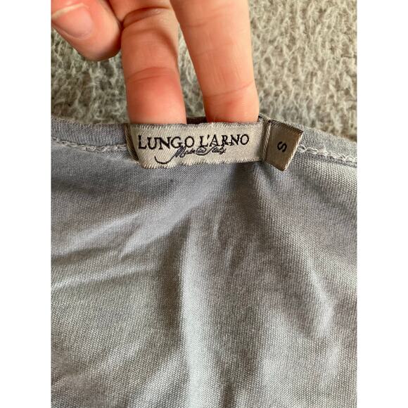 Lungo L'Arno Mini Dress Small Made in Italy Knee V-Neck Boxy Gray Beach Boho S - Picture 6 of 13